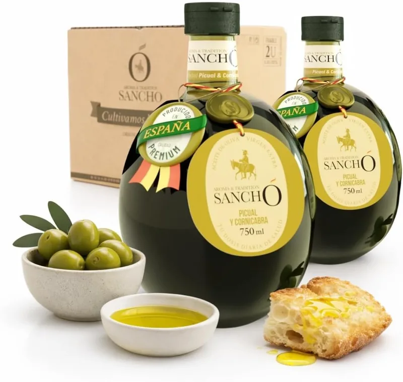 Aroma & Tradition Sancho ▫️ Azeite virgem extra picual pack 2 x 750 ml garrafa de plástico | extraído a frio gourmet aromático aove | azeite espanhol premium para a cozinha diária | sancho la mancha, dop campo de montiel.