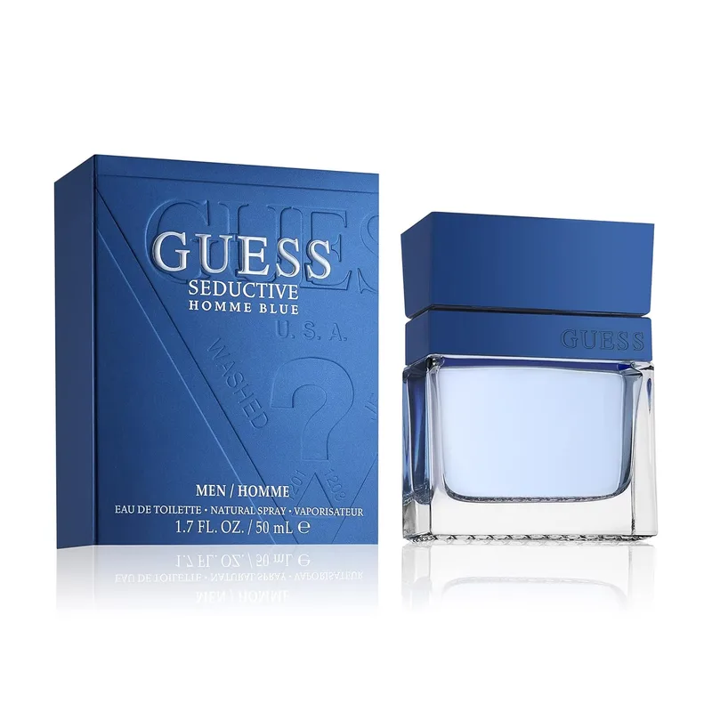 GUESS ▫️ Seductive Blue, Eau de Toilette para Homem, Perfume Oriental Amadeirado, Fragrância Fresca e Especiada, de longa duração