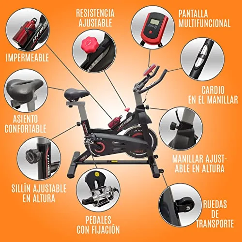 FFitness ▫️ Bicicleta estática para treino em casa, com suporte para smartphone, função cardiovascular e volante de inércia de 6 kg. 2