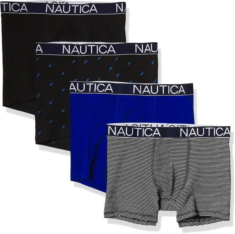 Nautica ▫️ Cuecas Elásticas de Algodão (4 unidades) Roupa interior masculina (Conjunto de 4)