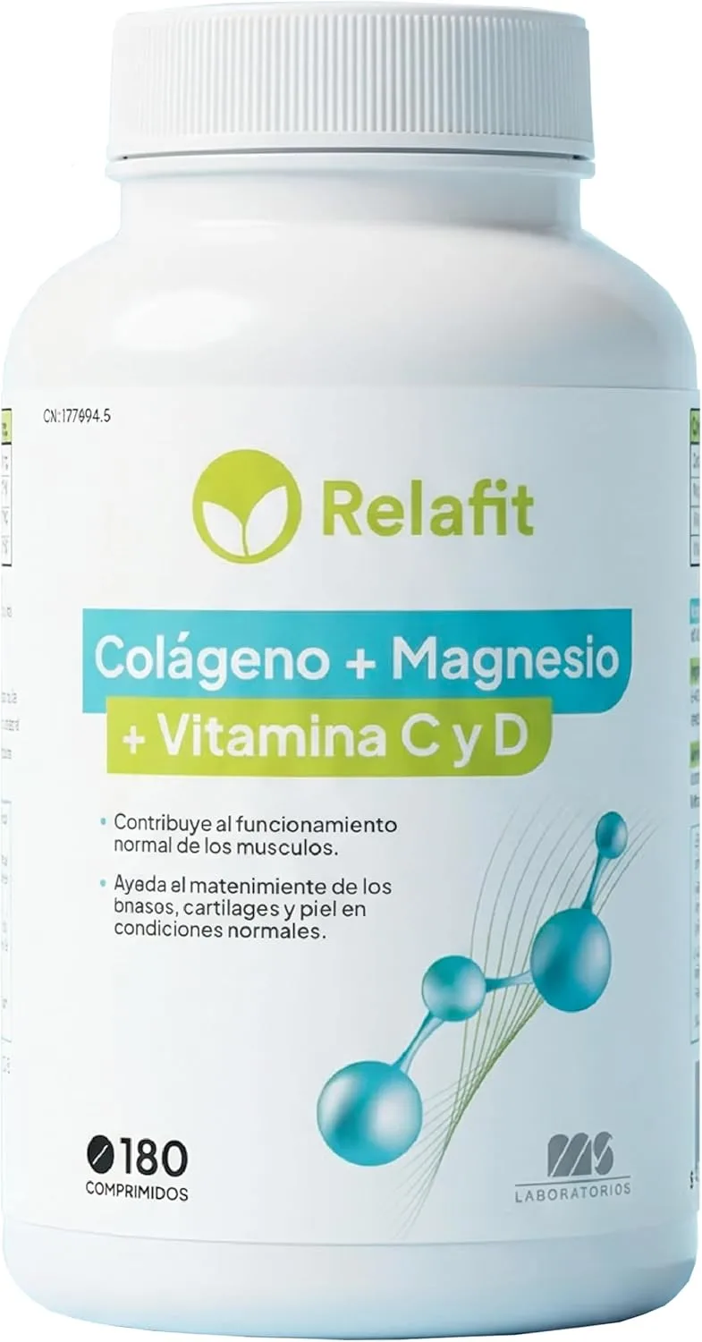 Relafit MS ▫️ Colagénio hidrolisado com magnésio e vitaminas C e D – 180 comprimidos | Articulações e músculos fortes | Energia para o desporto | Fornecimento para 1 mês | Relafit - Laboratórios
