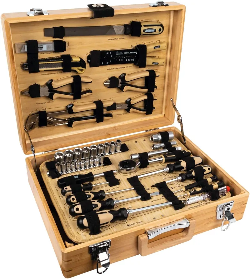 Mannesmann ▫️ Brüder Werkzeuge M29002 - Maleta de ferramentas (108 peças, bambu)