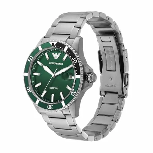 Emporio Armani ▫️ Relógio para homem, movimento de quartzo e caixa de 42 mm com bracelete em aço inoxidável, pele ou silicone 3