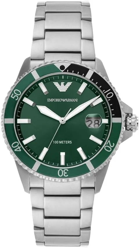 Emporio Armani ▫️ Relógio para homem, movimento de quartzo e caixa de 42 mm com bracelete em aço inoxidável, pele ou silicone