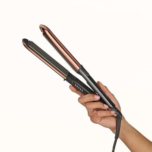 BaByliss ▫️ Alisador Straight And Curl Brilliance – Alisa e ondula, placas de titânio, tecnologia iônica, aquecimento rápido em 15 s, design curvo, penteado fácil, 5 níveis de temperatura até 235 °C, ST482E 6