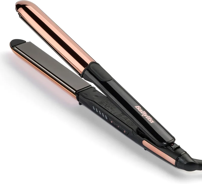 BaByliss ▫️ Straight And Curl Brilliance - Straight & Curl Brilliance, placas de titânio, tecnologia iónica, aquecimento rápido em 15 segundos, design curvo, modelação fácil, 5 temperaturas até 235°C, ST482E