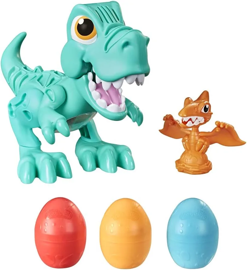 Play-Doh ▫️ Brinquedo «Rex, o Dinossauro Glutão» para crianças a partir dos 3 anos, com sons de dinossauro e 3 ovos