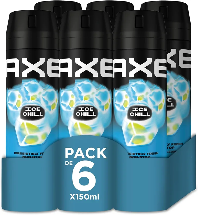 AXE ▫️ Desodorizante em aerossol para homem Bodyspray Ice Chill 150 ml - Embalagem de 6