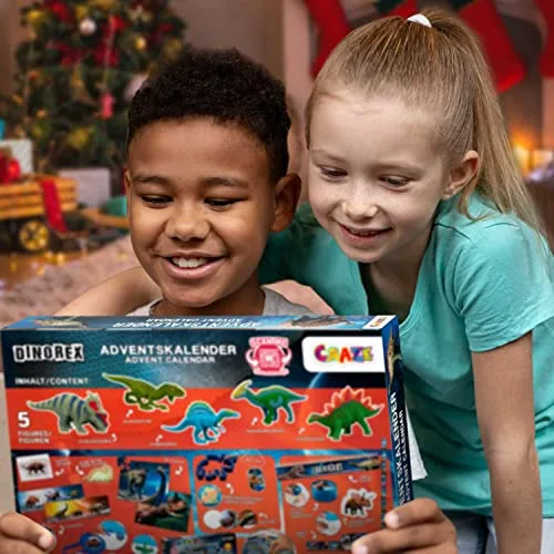 CRAZE ▫️ Calendário do Advento com brinquedos, Calendário de dinossauros de brinquedo, Figuras de dinossauros para crianças com surpresas e presentes de Natal 4