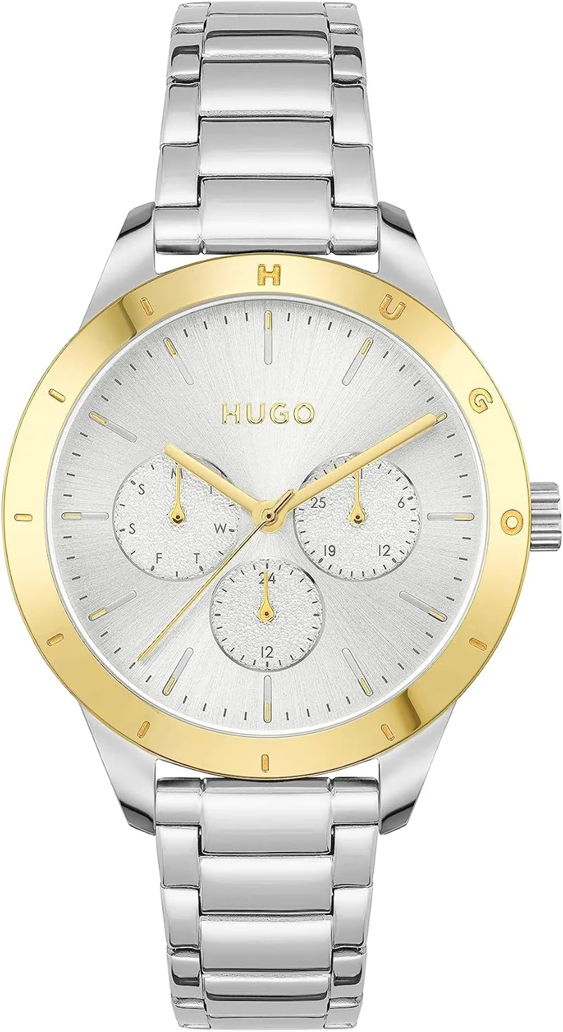 Relógio de Quartzo Multifunções Analógico para Mulher HUGO com bracelete em aço inoxidável prateado - 1540090