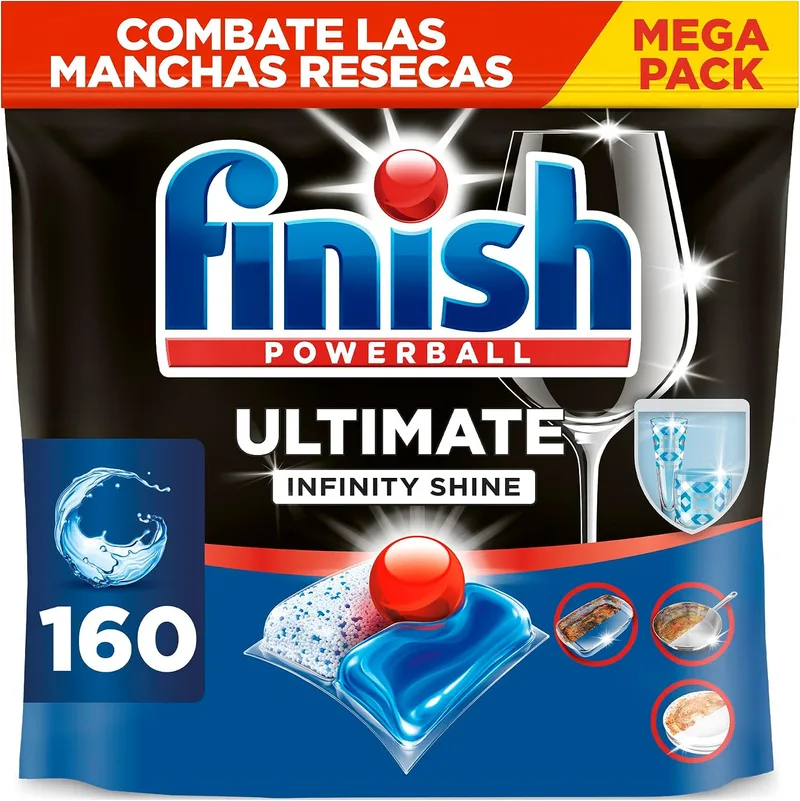 Finish ▫️ Ultimate Infinity Shine Pastilhas para máquina de lavar louça - 160 cápsulas