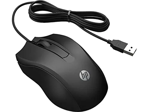 HP ▫️ 100 - Rato com fio (1600 PPP, 2 botões e roda de deslocamento, ligação por cabo USB, Windows), cor preta 2
