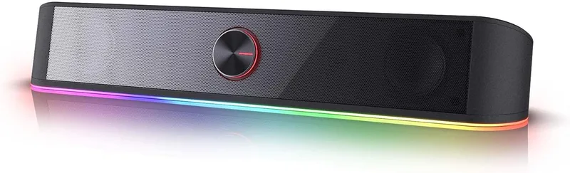 Redragon ▫️ GS560 RGB Desktop Soundbar, altifalante para computador com barra de luz de sincronização/ecrã de luz de áudio, controlo tátil retroiluminado com botão de volume