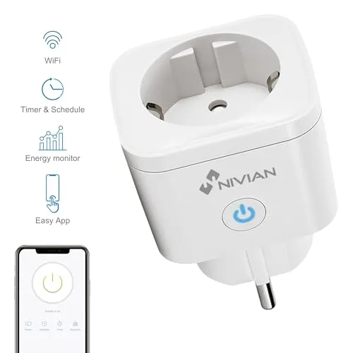 NIVIAN ▫️ Tomada Inteligente – Wi-Fi – Proteção contra sobretensão e controlo do consumo energético – Aplicação Tuya (tomada inteligente) 2