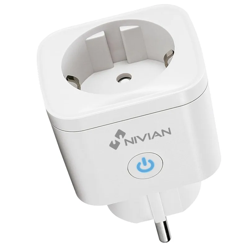 NIVIAN ▫️ Tomada Inteligente – Wi-Fi – Proteção contra sobretensão e controlo do consumo energético – Aplicação Tuya (tomada inteligente)