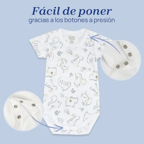 Chicco ▫️ Body para recém-nascidos, Conjunto de 4 bodys de manga curta em 100% algodão, unissexo, para bebés dos 0 aos 24 meses, concebido em Itália 5
