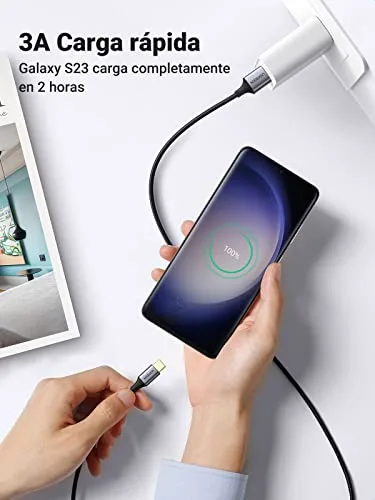 UGREEN ▫️ Cabo USB-C USB 3.0 5 Gbps 3 A Carregamento Rápido Trançado em Nylon (1 m) 3