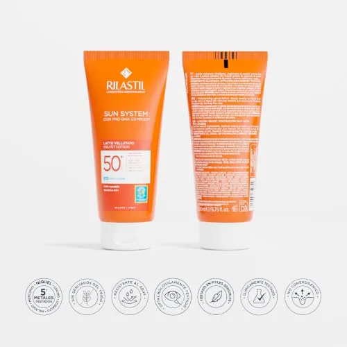 Rilastil ▫️ Sun System Velluto, Protetor Solar Corporal FPS 50+, 200 ml 3
