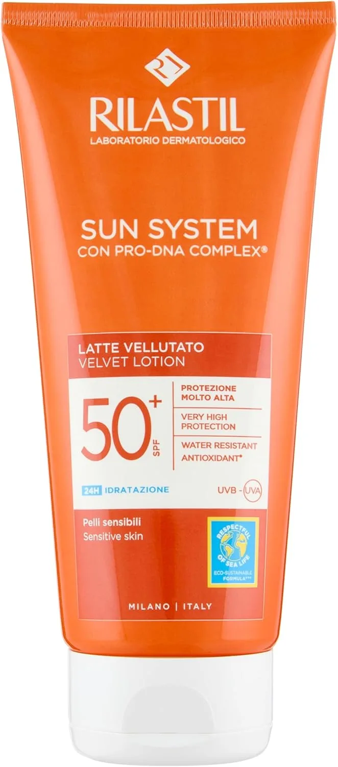 Rilastil ▫️ Sun System - Fotoprotector Corporal Velluto com FPS 50+, Amigo do Ambiente e Resistente à Água, 200 Mililitros