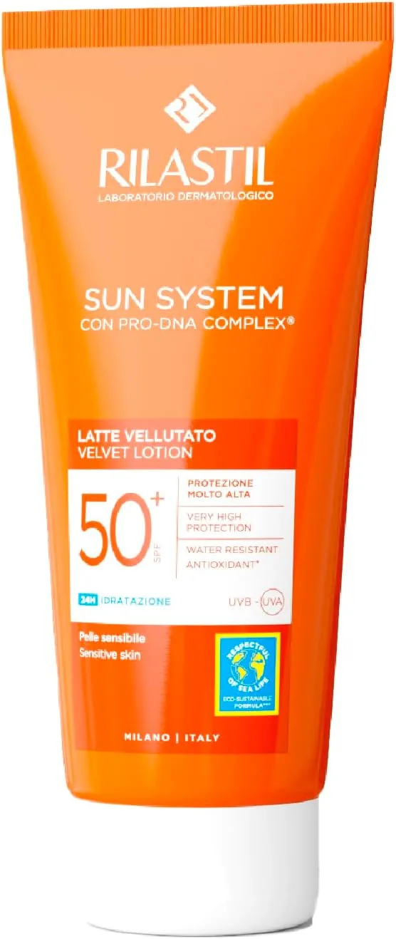 Rilastil ▫️ Sun System Velluto, Protetor Solar Corporal FPS 50+, 200 ml | FPS 50+, Resistente à Água, Respeitoso com o Ambiente, Para o Corpo, Fluido, Para o Corpo, Confortável