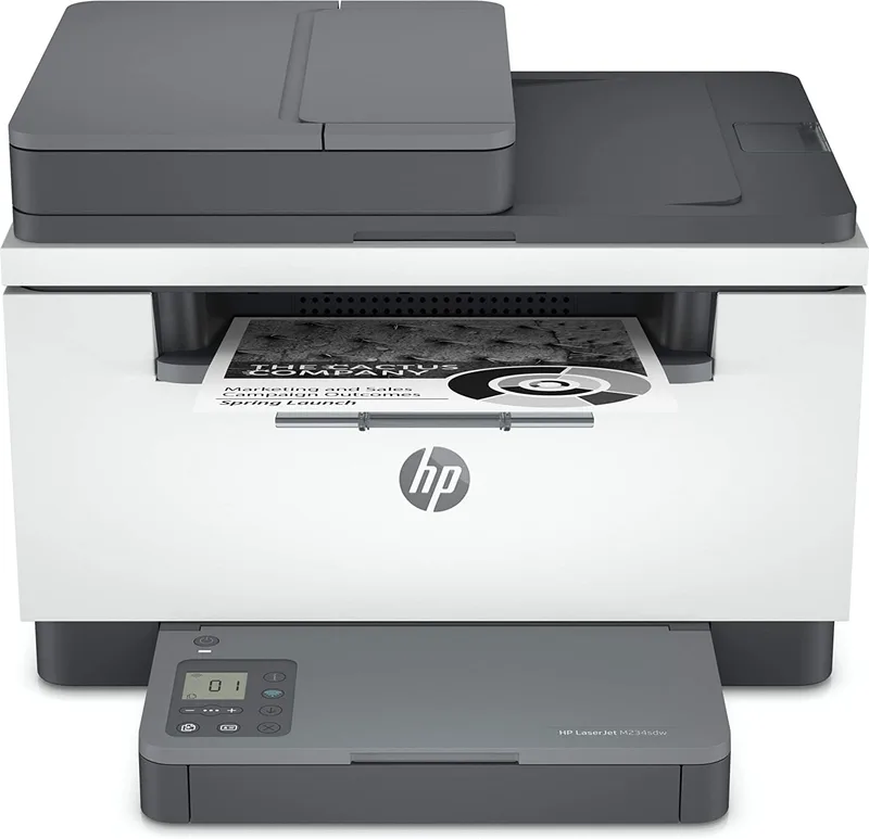 HP ▫️ LaserJet M234sdw 6GX01F, impressora multifunções A4, duplex automático a preto e branco, 29 ppm, WiFi, Ethernet, USB, ADF, inteligente, sem fax, ecrã LCD icónico, cinzento