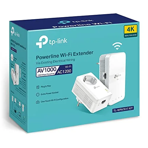 TP-Link ▫️ Kit TL-WPA7617 - Powerline Wi-Fi AC1200 AV1000, Plug & Play 7