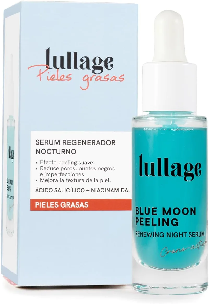 LULLAGE ▫️ Blue Moon Peeling 20 ml, Sérum de Noite de Renovação Celular, Peeling Enzimático, para Pele Oleosa - Mista, Produto Vegan e Natural, Sérum Esfoliante, com Niacinamida, Suaviza e Ilumina a Pele