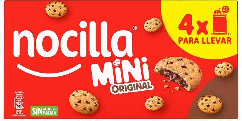 Nocilla ▫️ Mini Cookies, Original, Mini Cookies com pepitas de chocolate, recheadas com Original, sem óleo de palma - 160g ()
