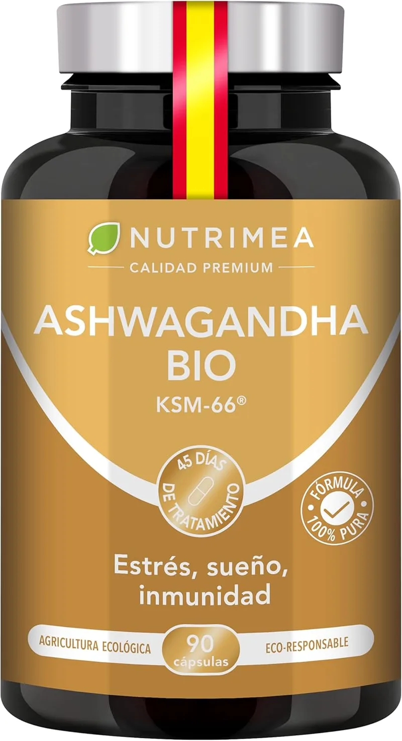 Plastimea ▫️ ASHWAGANDHA KSM-66® biológica - 600 mg de extrato patenteado - Padronizado a 5% em withanólidos - Bem-estar físico e mental, tônus e concentração - 90 cápsulas veganas e sem aditivos - Nutrimea