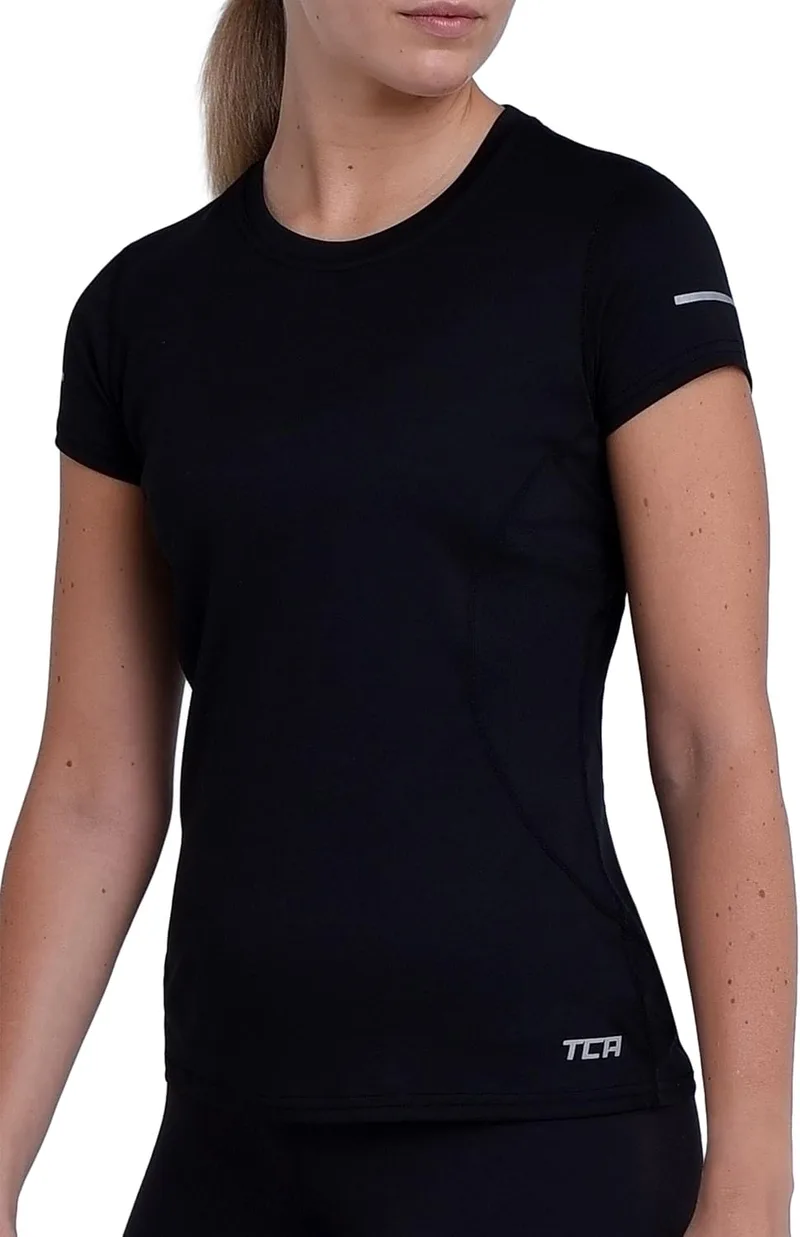 TCA ▫️ Camisola de manga curta Atomic de secagem rápida para treino no ginásio e corrida, para mulher