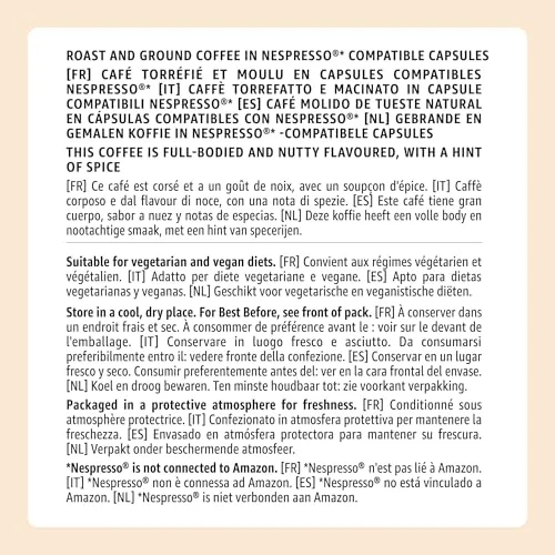 by Amazon ▫️ da Amazon: Cápsulas de café «Lungo Intenso» em plástico, compatíveis com Nespresso, torra média, 100 unidades (2 embalagens de 50), certificadas pela Rainforest Alliance 2