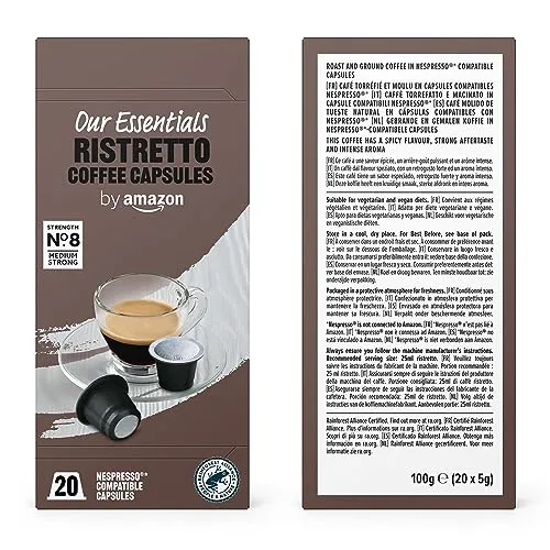 by Amazon ▫️ da Amazon: Pacote Misto Padrão de Cápsulas de Café Expresso em Plástico Compatíveis com Nespresso, Torra Média, 80 unidades (4 embalagens de 20), Certificadas pela Rainforest Alliance 2