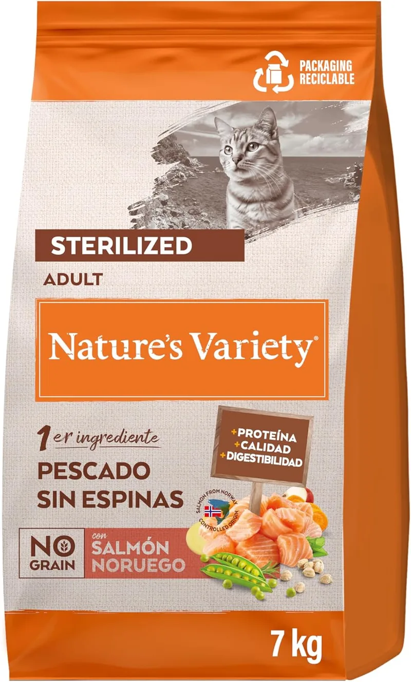 Nature's Variety ▫️ Ração esterilizada sem cereais para gatos com salmão norueguês - 7kg
