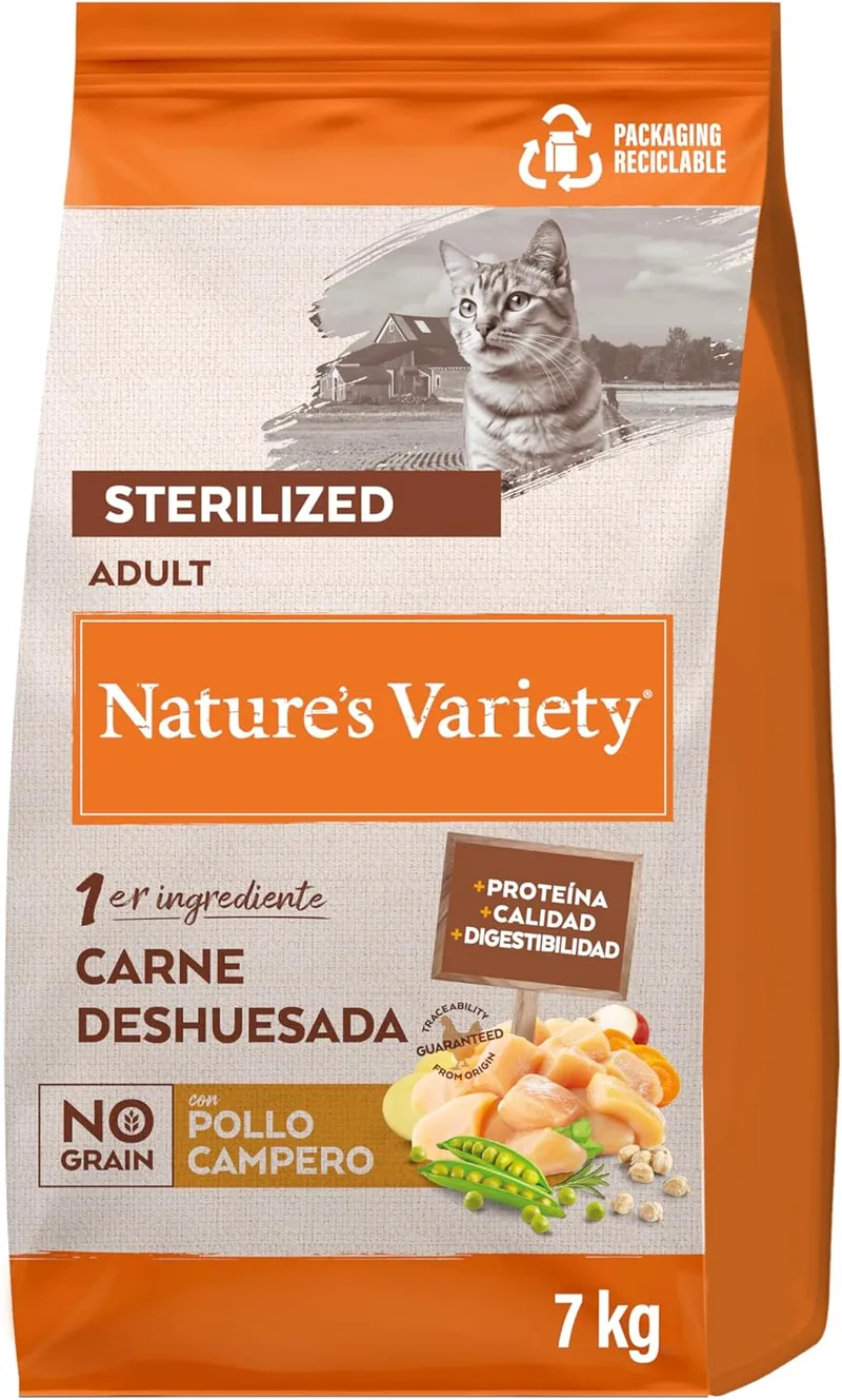 Nature's Variety ▫️ No Grain - Ração para gatos castrados com frango - 7 kg