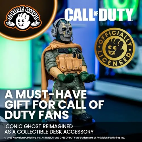 Cableguys ▫️ Call of Duty Ghost Warzone Suporte para Comando e Telemóvel - Figuras, Suporte para telemóvel e comando, compatível com Xbox, PlayStation e a maioria dos comandos padrão, Acessórios para secretária de jogos 4