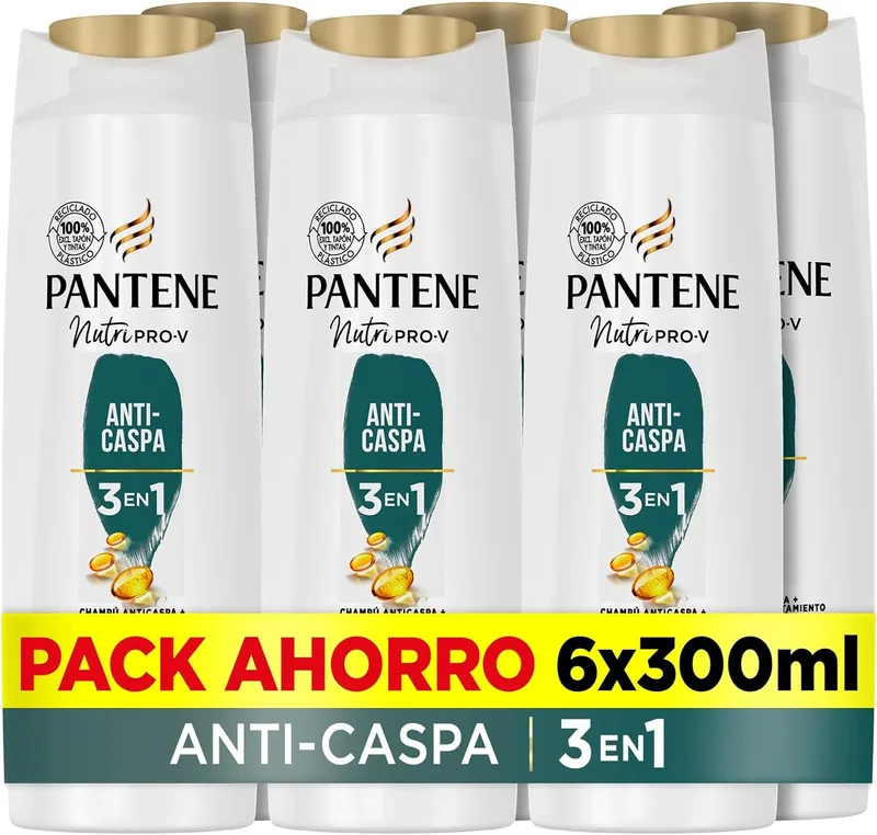 Pantene ▫️ Champô + Condicionador Anti-Caspa + Tratamento 3 em 1 Nutri Pro-V, para todos os tipos de cabelo, 6x300 ML