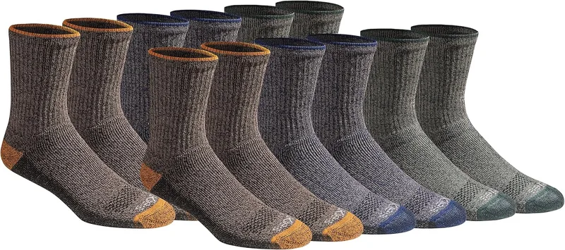 Dickies ▫️ Dri-tech - Meias de gestão da humidade para homem com comprimento confortável, disponíveis nos tamanhos M-XL (6, 12 pares)