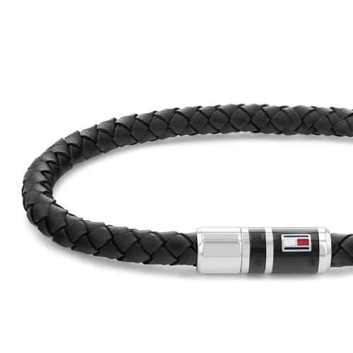 Tommy Hilfiger ▫️ Jewelry - Pulseira de couro trançado para homem - Disponível em preto, azul ou castanho 2