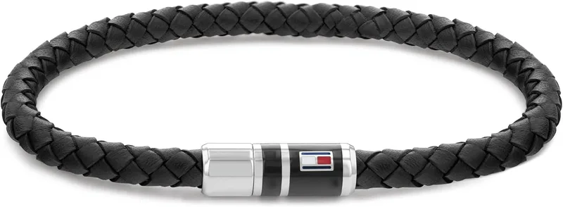 Tommy Hilfiger ▫️ Jewelry - Pulseira de couro trançado para homem - Disponível em preto, azul ou castanho