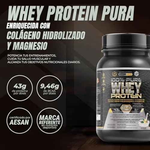 Healthy FUSION ▫️ Whey Protein | Proteína pura com colagénio, magnésio e vitamina B6 | 43 g de proteína + 9 g de BCAA | Melhora os teus treinos, aumenta a massa muscular e fortalece as articulações | 1 kg 2