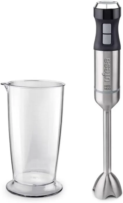 Ufesa ▫️ Varinha mágica BP4750 Vario 1400 Titanium XL, 1400 W, 4 lâminas de titânio, pé XL, 20 velocidades + Turbo, design ergonómico e à prova de salpicos, copo de medição incluído, sem BPA