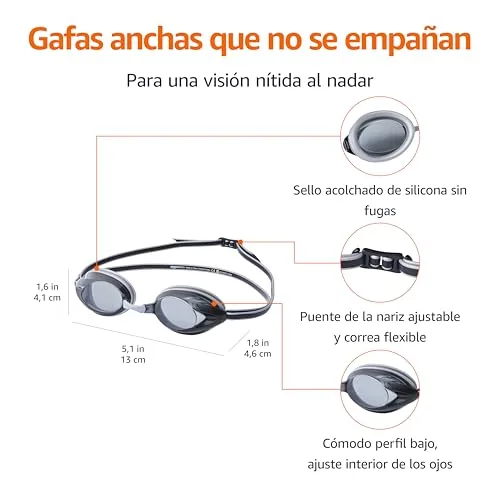 Amazon Basics ▫️ Óculos de natação unissexo para adultos tamanho único, cor prateada 2