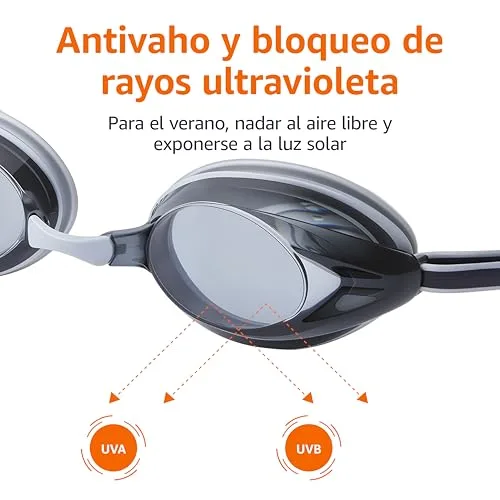 Amazon Basics ▫️ Óculos de natação unissexo para adultos tamanho único, cor prateada 3