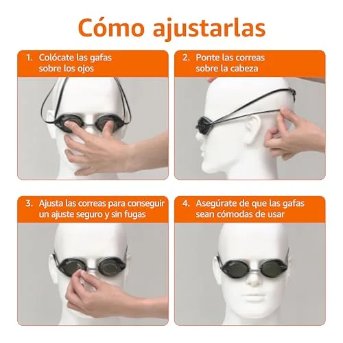 Amazon Basics ▫️ Óculos de natação unissexo para adultos tamanho único, cor prateada 4