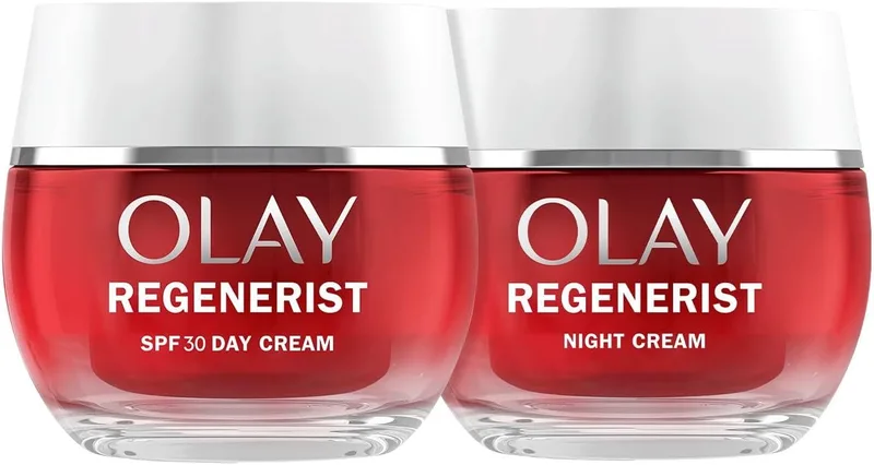 Olay ▫️ Regenerist - Conjunto de Cremes Faciais de Dia FPS 30 e de Noite, 2x50 ml | Conjunto de Creme Facial de Dia FPS 30 e Creme de Noite, ajuda a hidratar e a melhorar a firmeza
