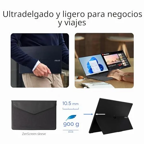 ASUS ▫️ ZenScreen MB16ACV - Monitor portátil USB, 15,6", Full HD (IPS, conectividade híbrida, USB Tipo C, antirreflexo, luz azul de baixa intensidade, tratamento antibacteriano), 250 cd/m², preto 4