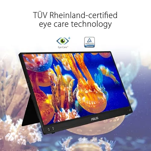 ASUS ▫️ ZenScreen MB16ACV - Monitor portátil USB, 15,6", Full HD (IPS, conectividade híbrida, USB Tipo C, antirreflexo, luz azul de baixa intensidade, tratamento antibacteriano), 250 cd/m², preto 6
