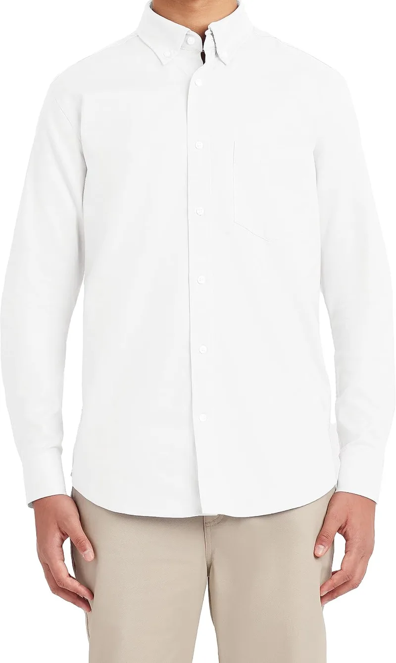 Nautica ▫️ School Uniform Camisa Oxford de manga comprida com botões, de alto desempenho, para homem