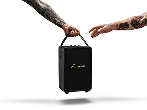 Marshall ▫️ Tufton – Altifalante portátil para festas com Bluetooth, para utilização no exterior, resistente à água (IPX2), preto e latão 2