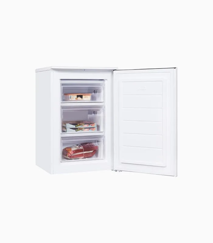Exquisit ▫️ Congelador vertical 87 L, 4 estrelas, classe D, cor branca, 3 gavetas, descongelação manual, termóstato regulável, porta reversível, 40 dB, consumo de 132 kWh/ano, 85,5 x 54,5 x 58 cm 4